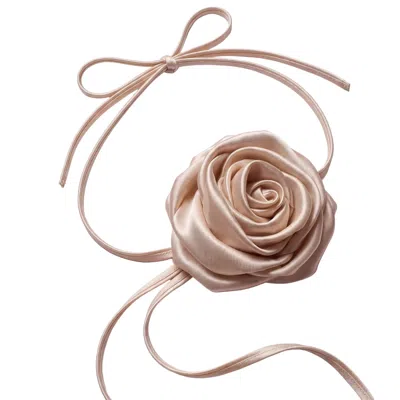 Angelika Jozefczyk Women's Neutrals Catrice Satin Rose Choker Champagne Beige In White