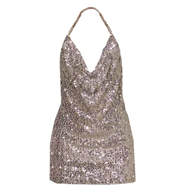 Angelika Jozefczyk Women's Neutrals / Gold Ibisa Mini Sequin Party Dress