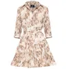 Angelika Jozefczyk Women's Neutrals / Gold / White Mini Summer Printed Shirt Dress In Gold/white