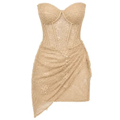 Angelika Jozefczyk Women's Neutrals Mini Lace Dress Catrice Beige In Brown