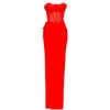 Angelika Jozefczyk Women's Palermo Corset High Slit Gown Red In Red
