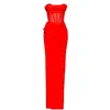 Angelika Jozefczyk Women's Palermo Corset High Slit Gown Red In Red