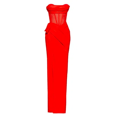 Angelika Jozefczyk Women's Palermo Corset High Slit Gown Red