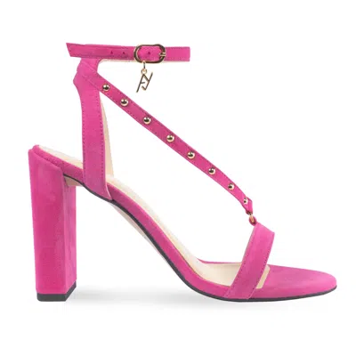 Angelika Jozefczyk Women's Pink / Purple Fucsia Suede Sandals With Rivets In Pink/purple