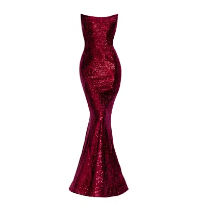 Angelika Jozefczyk Women's Red Merlin Sequin Evening Gown Burgundy