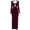 Angelika Jozefczyk Women's Red / Purple Burgundy Velvet Gown With Cut-outs Glam Witch In Multi