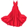 Angelika Jozefczyk Women's Red Satin Long Evening Dress – Backless, Gown For Weddings & Galas In Red