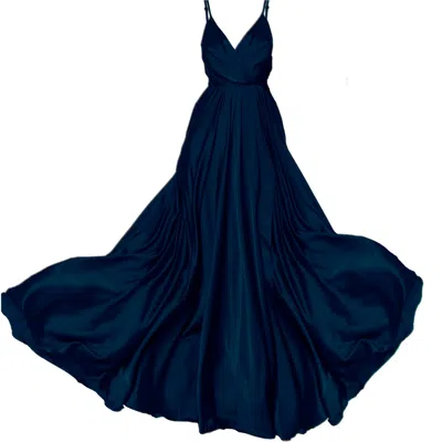 Angelika Jozefczyk Women's Satin Long Dress Navy Blue