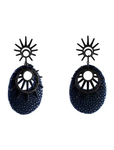 Pre-owned Angélique De Paris Crystal & Synthetic Spinel Drop Etoile Earrings In Multi