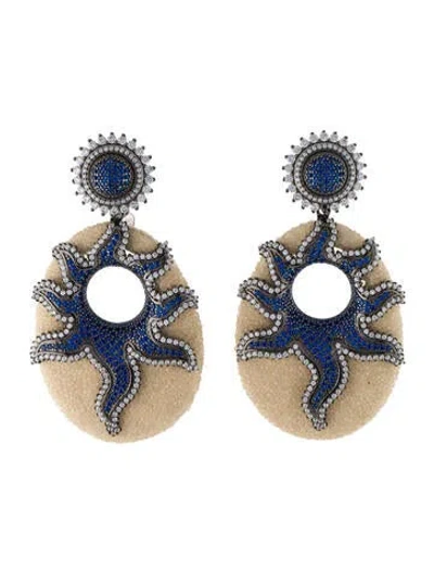 Pre-owned Angélique De Paris Crystal & Synthetic Spinel Laguna Drop Earrings In Multi