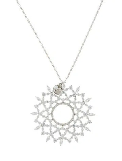 Pre-owned Angélique De Paris Cubic Zirconia Grand Flocon Pendant Necklace In Multi