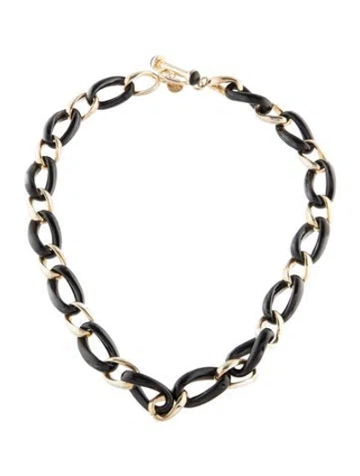Pre-owned Angélique De Paris Resin Link Chain Necklace, 18" In Black