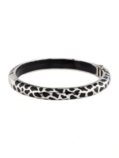 Pre-owned Angélique De Paris Resin Safari Thin Bangle Bracelet, 7.25" In Multi