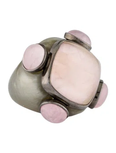 Pre-owned Angélique De Paris Rose Quartz & Resin Couture Five Ring In Multi