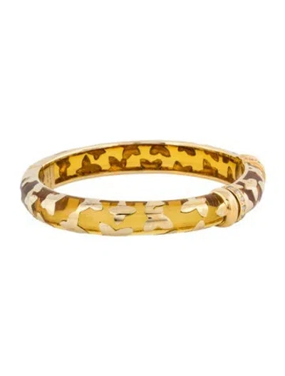 Pre-owned Angélique De Paris Topaz & Resin Hinged Bangle, 7.5" In Multi