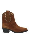 Angelo Bervicato Woman Ankle Boots Brown Size 7 Leather In Brown