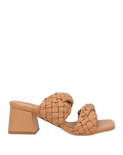 Angelo Bervicato Woman Sandals Camel Size 6 Leather In Beige