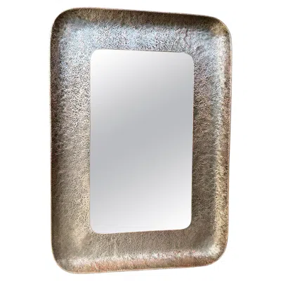 Pre-owned Angelo Bragalini Hammered Nickel-plated Copper Mirror By , Italy, 1960 In Gray