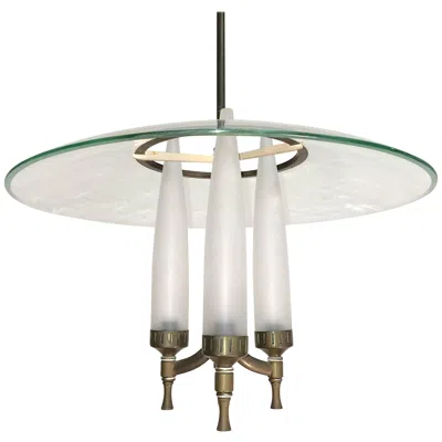 Pre-owned Angelo Lelii 1940s Italian Curved Glass Pendant In The Manner Of Fontana Arte In Transparent