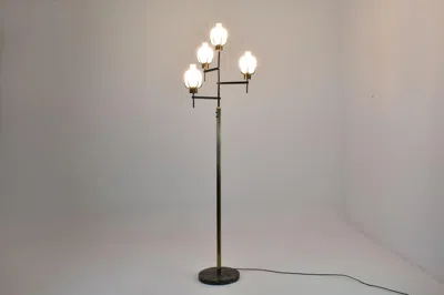 Pre-owned Angelo Lelii 1950s Vintage Italian Brass & Marble Floor Lamp In The Style Of  In Transparent