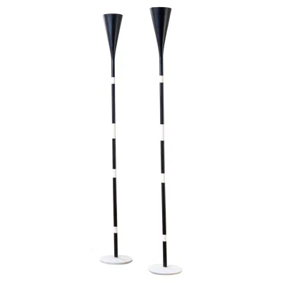 Pre-owned Angelo Lelii 20th Century,  For Arredoluce Pair Of Floor Lamps In Black
