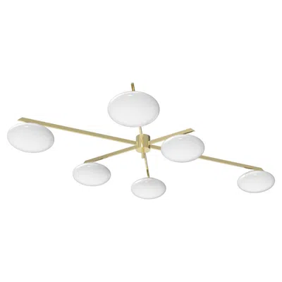 Pre-owned Angelo Lelii 21st Century 6 Lune Asymmetrical Brass Ceiling Lamp, , 2019, Italy In Transparent