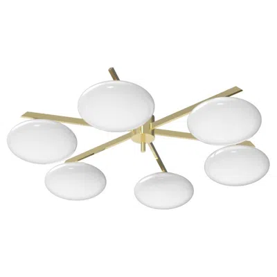 Pre-owned Angelo Lelii 21st Century 6 Lune Symmetrical Brass Ceiling Lamp, , 2019, Italy In Transparent