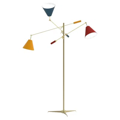 Pre-owned Angelo Lelii 21st Century Triennale Floor Lamp Brass&blue-red-yellow  2019 Italy In Sand