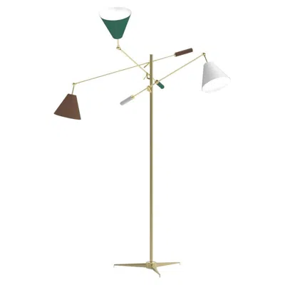 Pre-owned Angelo Lelii 21st Century Triennale Floor Lamp, Brass&white-brown-green, Lelii, 2019, Italy In Sand
