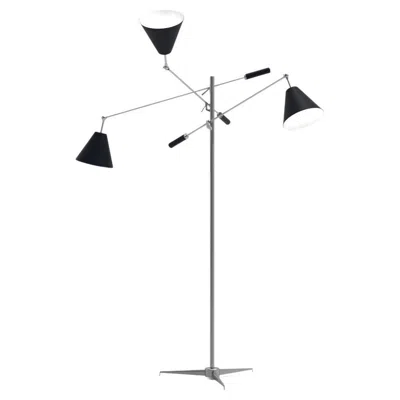 Pre-owned Angelo Lelii 21st Century Triennale Floor Lamp, Chrome & Black, , 2019, Italy In Transparent