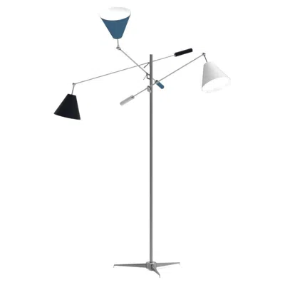 Pre-owned Angelo Lelii 21st Century Triennale Floor Lamp, Chrome&blue-black-white, Lelii, 2019, Italy In Transparent