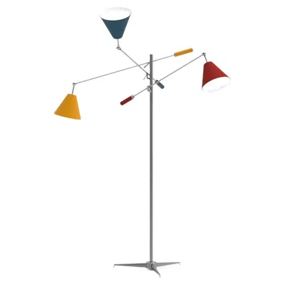 Pre-owned Angelo Lelii 21st Century Triennale Floor Lamp Chrome&blue-red-yellow  2019 Italy In Transparent