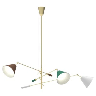 Pre-owned Angelo Lelii 21st Century Triennale Pendant Lamp, Brass&brown-green-white, Lelii, 2019, Italy In Sand
