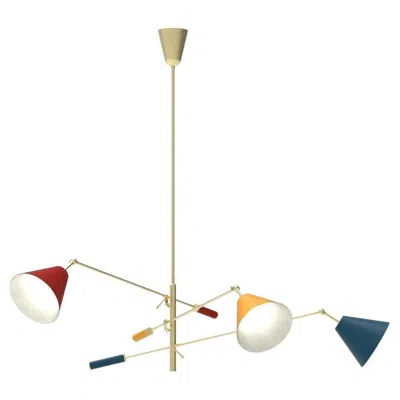 Pre-owned Angelo Lelii 21st Century Triennale Pendant Lamp, Brass&red-yellow-blue, A.lelii, 2019, Italy In Sand