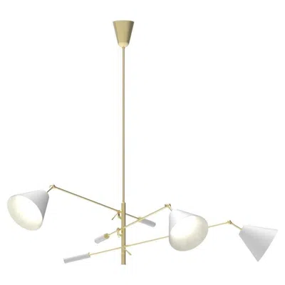 Pre-owned Angelo Lelii 21st Century Triennale Pendant Lamp, Brass & White, , 2019, Italy In Sand