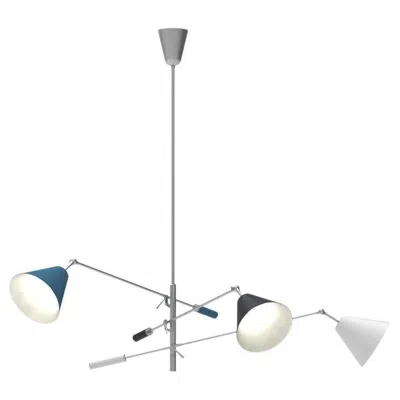 Pre-owned Angelo Lelii 21st Century Triennale Pendant Lamp, Chrome&blue-black-white, Lelii, 2019, Italy In Transparent