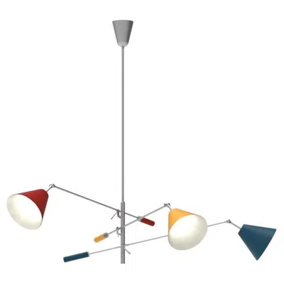 Pre-owned Angelo Lelii 21st Century Triennale Pendant Lamp, Chrome&red-yellow-blu, Lelii, 2019, Italy In Transparent