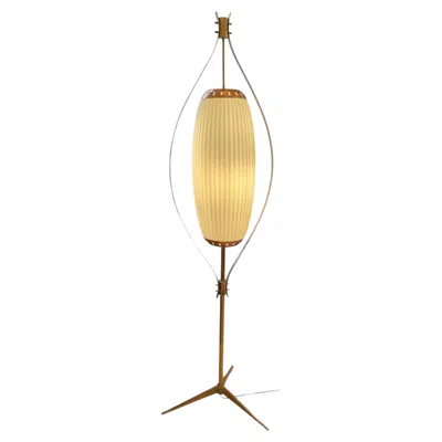 Pre-owned Angelo Lelii Angelo Lelli Style Floor Lamp Italy 1950s With Opaline Murano Glass In Sand
