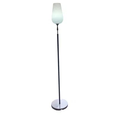 Pre-owned Angelo Lelii Arredoluce -  Floor Lamp Opaline Glass Brass Marble, 1953, Italy In Transparent