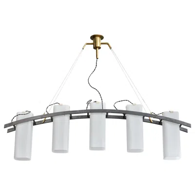 Pre-owned Angelo Lelii , Chandelier, Brass, Metal, Glass, Italy, 1950s In Transparent