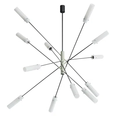 Pre-owned Angelo Lelii , Chandelier, Metal, Glass, Brass, Italy, 1950s In Transparent