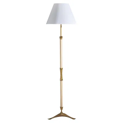 Pre-owned Angelo Lelii , Floor Lamp, Brass, Leatherette, Marble, Fabric, Arredoluce, 1950s In Sand