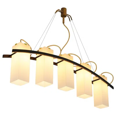 Pre-owned Angelo Lelii For Arredoluce Chandelier '12701' In Brass And Opaline Glass In Orange