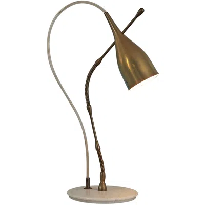 Pre-owned Angelo Lelii For Arredoluce ‘lucinella' Table Lamp In Brass And Marble In Brown