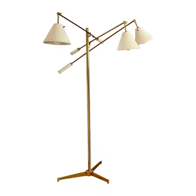 Pre-owned Angelo Lelii For Arredoluce Model 12128 Triennale Floor Lamp Brass & White