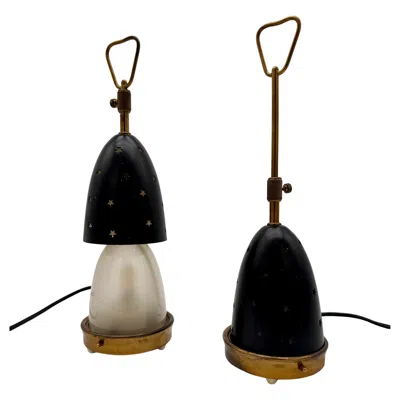 Pre-owned Angelo Lelii For Arredoluce “stellina/kennedy” Table Lamps, Enamelled Italy 1950 In Black