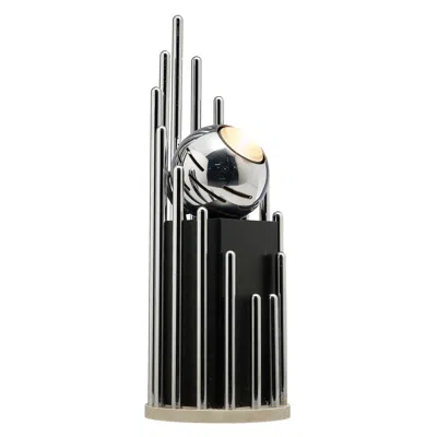 Pre-owned Angelo Lelii For Arredoluce Table Lamp In Chrome-plated Brass In Black