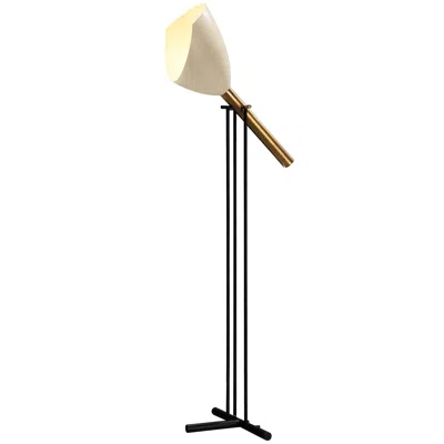 Pre-owned Angelo Lelii For Arredoluce ‘televisione' Floor Lamp In Brass And Aluminum In Sand