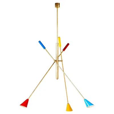 Pre-owned Angelo Lelii Italian Brass Ceiling Light With Articulate Arms In White
