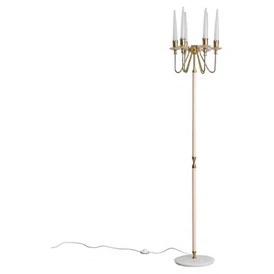 Pre-owned Angelo Lelii Italian Brass + Opaline Glass Floor Lamp By  For Arredoluce, 1953 In Sand